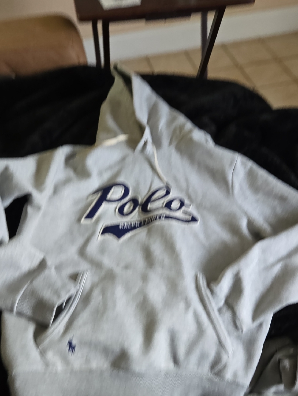 Polo by Ralph Lauren Light Gray Hoodie with Navy Logo